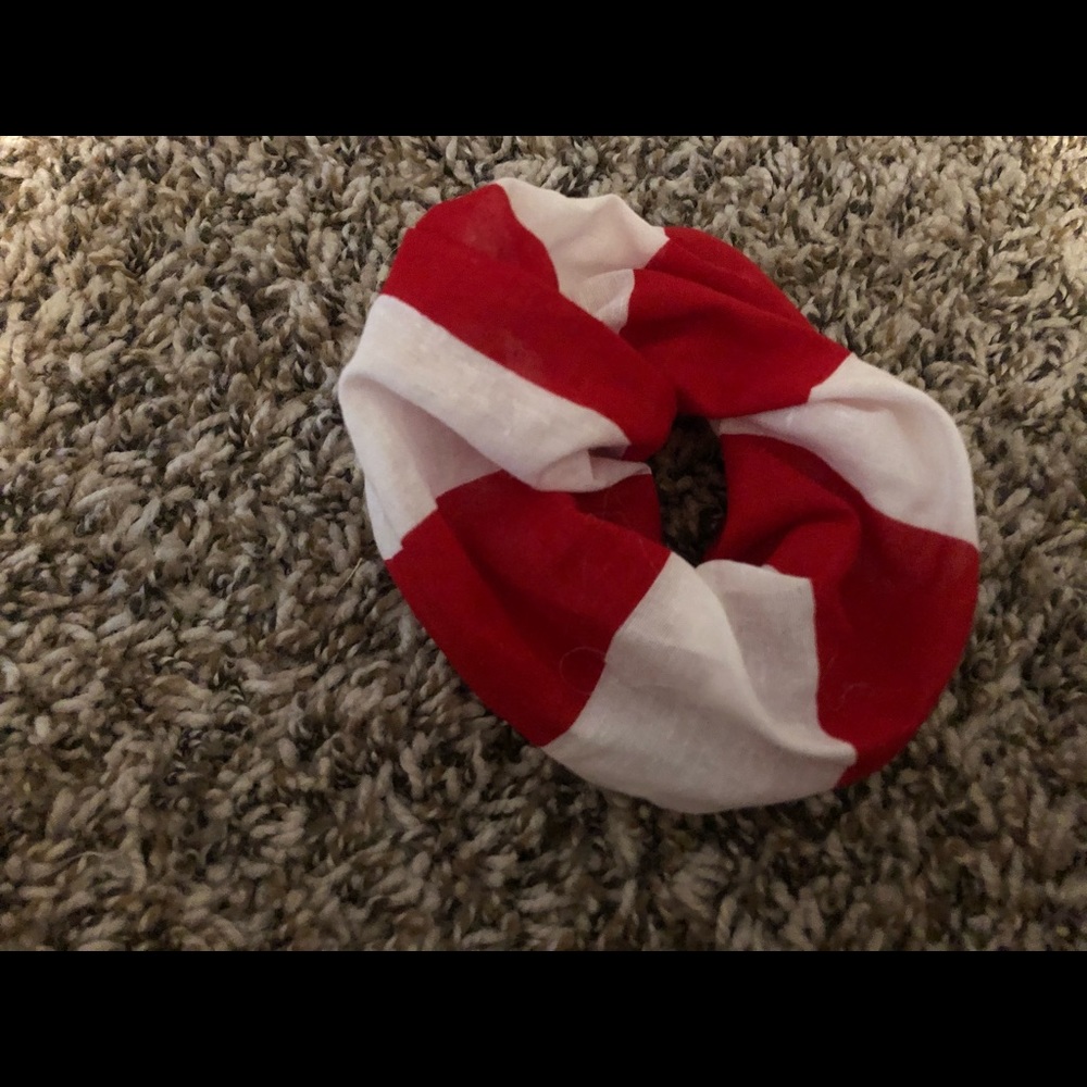 Red and white striped scrunchie